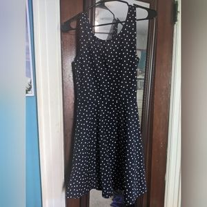 H&M white and navy polka dot dress